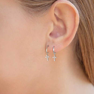 Boucles d'oreilles argentées Croce
